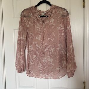 Joie Floral Mauve Pink Blouse Size Extra Small